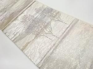 リサイクル　木々に風景模様織出し袋帯